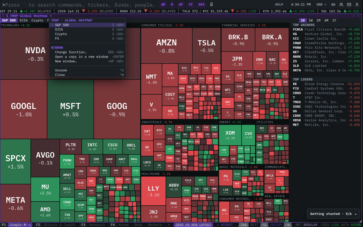 The IMAP Global Heatmap window menu open